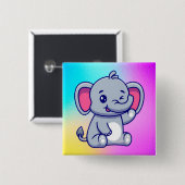 Cute Baby Elephant Sitting Cartoon-23800 缶バッジ (正面&裏面)