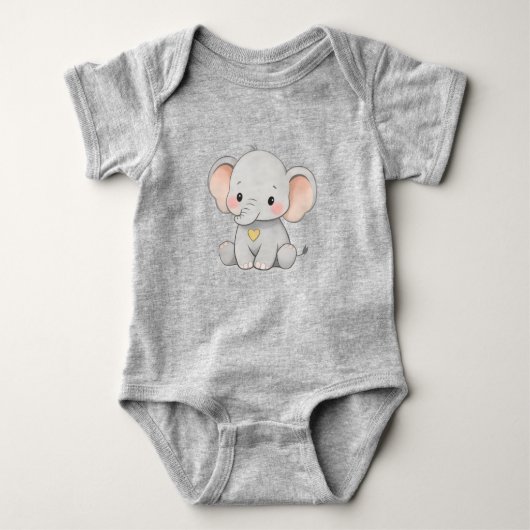 Cute Baby Elephant – Toddler Clothing Design ベビーボディスーツ (正面)