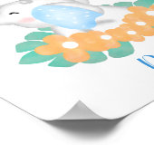 Cute Baby Elephant with orange flowers poster ポスター (角)