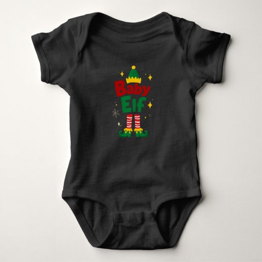 Cute Baby Elf Bodysuit – Matching Family Christmas ベビーボディスーツ (正面)