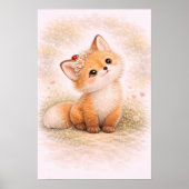 Cute Baby Fox Neutral Nursery Room Kids ポスター (正面)