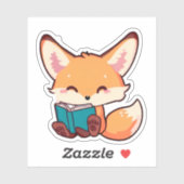 Cute Baby Fox Reading a Book シール (シート)
