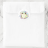 Cute Baby Frog Sticker Kawaii Frog With Hearts Aes ラウンドシール (バッグ)
