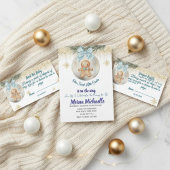  cute baby Gingerbread in Christmas Bauble  招待状