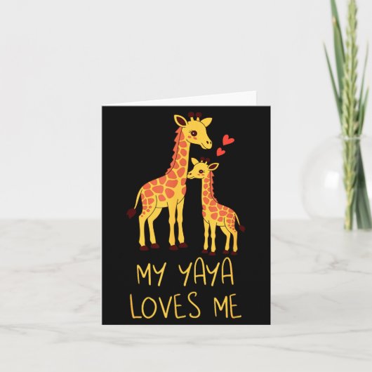 Cute Baby Giraffe And Grandma My Yaya Loves Me カード (正面)