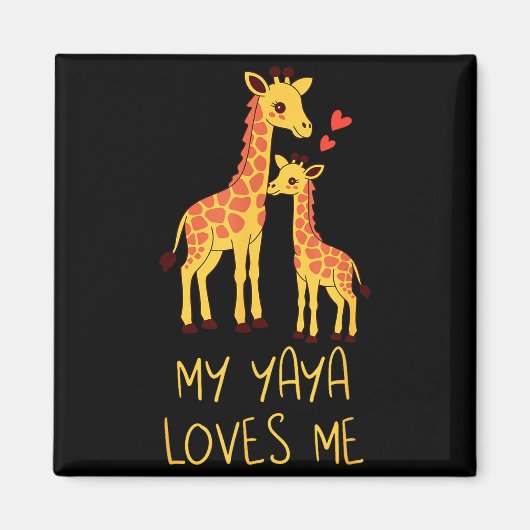 Cute Baby Giraffe And Grandma My Yaya Loves Me  マグネット (正面)