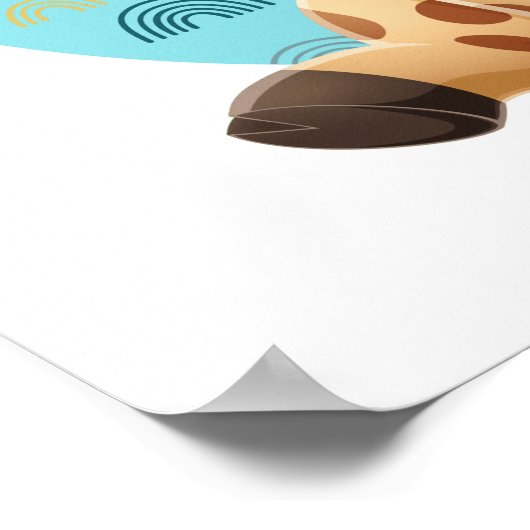 Cute Baby Giraffe Art, Child's Name & Message ポスター (角)