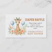 Cute Baby Giraffe Boy Baby Shower | Blue Safari エンクロージャーカード (正面)