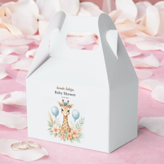 Cute Baby Giraffe Boy Baby Shower | Blue Safari フェイバーボックス (ウェディング)