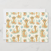 Cute Baby Giraffe Boy Baby Shower | Blue Safari 招待状 (裏面)