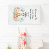 Cute Baby Giraffe Boy Baby Shower | Blue Safari 横断幕 (インサイチュ)