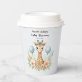 Cute Baby Giraffe Boy Baby Shower | Blue Safari 紙コップ (正面)