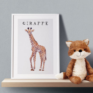Cute Baby Giraffe Drawing Kids Poster  ポスター