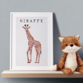 Cute Baby Giraffe Drawing Kids Poster ポスター