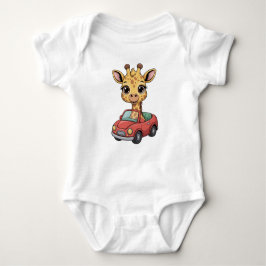 Cute Baby Giraffe Driving ベビーボディスーツ