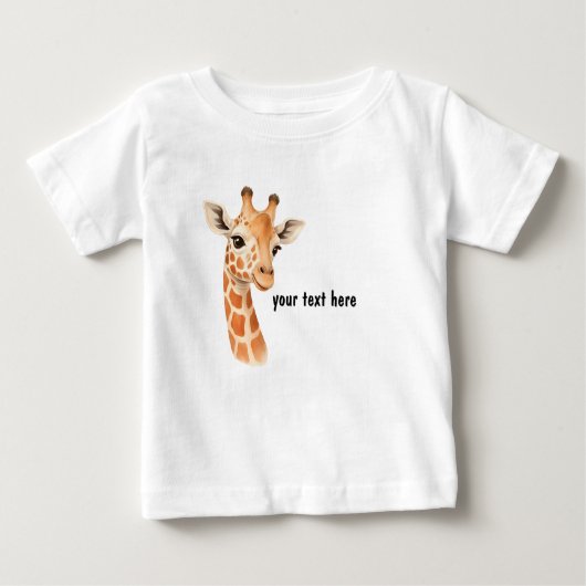 Cute Baby Giraffe Personalized Baby T-Shirt ベビーTシャツ (正面)