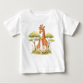Cute Baby Giraffe Safari Animal Toddler African ベビーTシャツ (正面)