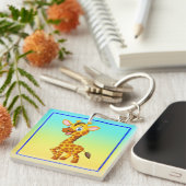 Cute Baby Giraffe Smiling Cartoon-35280 キーホルダー (正面右)