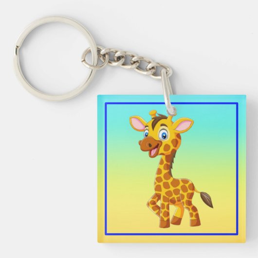 Cute Baby Giraffe Smiling Cartoon-35280 キーホルダー (正面)