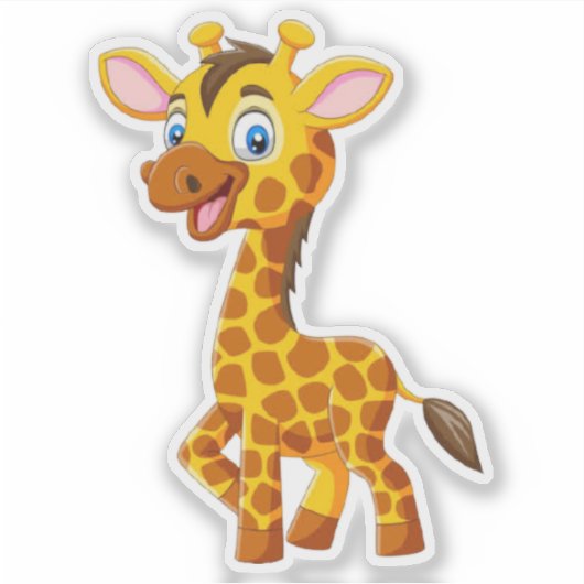 Cute Baby Giraffe Smiling Cartoon-35280 シール (正面)