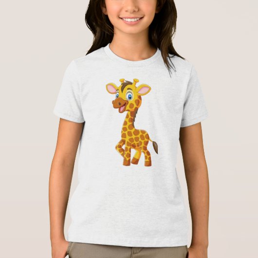Cute Baby Giraffe Smiling Cartoon-35280 トライブレンドＴシャツ (正面)