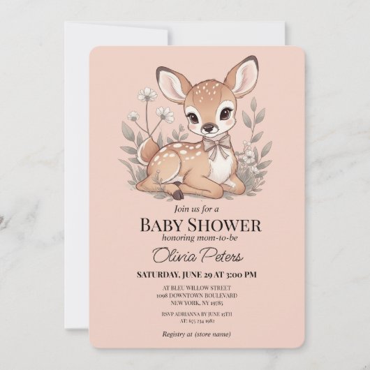 Cute Baby Girl Baby Shower Invitation 招待状 (正面)