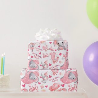 Cute Baby Girl Baby Shower & Newborn Girl Present  ラッピングペーパー