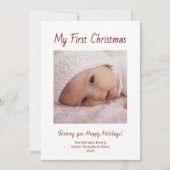 Cute Baby Girl Photo Modern First Christmas  シーズンカード (正面)