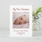 Cute Baby Girl Photo Modern First Christmas  シーズンカード (スタンド正面)
