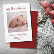 Cute Baby Girl Photo Modern First Christmas 