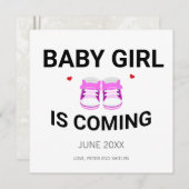 Cute Baby Girl Pink Shoes Coming Soon Pregnancy 案内状 (正面/裏面)