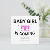 Cute Baby Girl Pink Shoes Coming Soon Pregnancy 案内状 (スタンド正面)