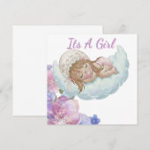 Cute Baby girl Shower サンキューカード (正面/裏面)