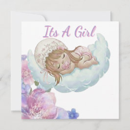 Cute Baby girl Shower サンキューカード