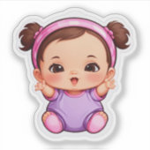 Cute Baby Girl Sticker – Adorable Cartoon Baby  シール (正面)