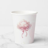 Cute Baby Girl Stork & Pink Cloud Baby Shower 紙コップ (裏面)