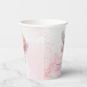Cute Baby Girl Stork & Pink Cloud Baby Shower 紙コップ (右)