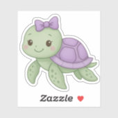 Cute Baby Girl Tortoise Sticker with Purple Shell  シール (シート)