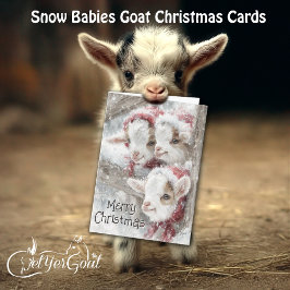 Cute Baby Goats - Snow Babies 11 Christmas シーズンカード