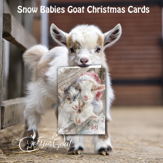 Cute Baby Goats - Snow Babies 12 Christmas シーズンカード