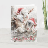 Cute Baby Goats - Snow Babies 5 Christmas シーズンカード (正面)