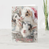 Cute Baby Goats - Snow Babies 6 Christmas シーズンカード (正面)
