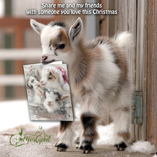 Cute Baby Goats - Snow Babies 6 Christmas シーズンカード