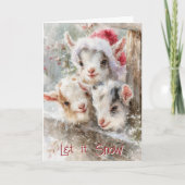 Cute Baby Goats - Snow Babies 7 Christmas シーズンカード (正面)