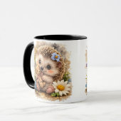 Cute Baby Hedgehog with Teddy Bear Coffee Mug マグカップ (正面左)