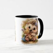 Cute Baby Hedgehog with Teddy Bear Coffee Mug マグカップ (正面右)