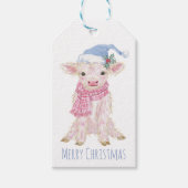 Cute Baby Highland Cow Calf Christmas ギフトタグ (正面)