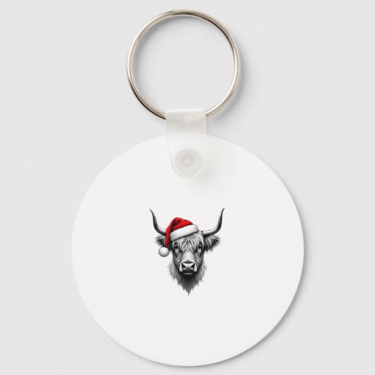 Cute Baby Highland Cow Christmas Santa Gifts Xmas  キーホルダー (正面)