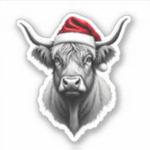 Cute Baby Highland Cow Christmas Santa Gifts Xmas シール (正面)