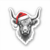Cute Baby Highland Cow Christmas Santa Gifts Xmas  シール (正面)